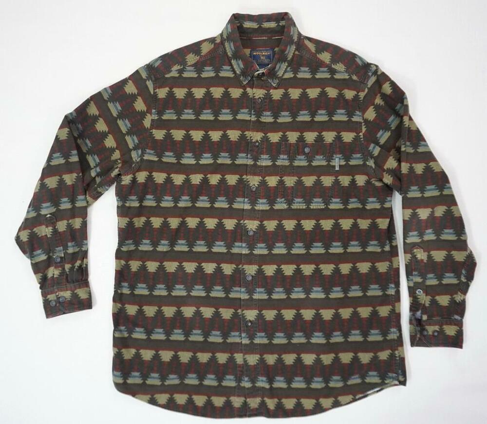 VINTAGE WOOLRICH MEN XL COTTON COLLARED SHIRT LONG SLEEVE NATIVE/AZTEC/NAVAJO